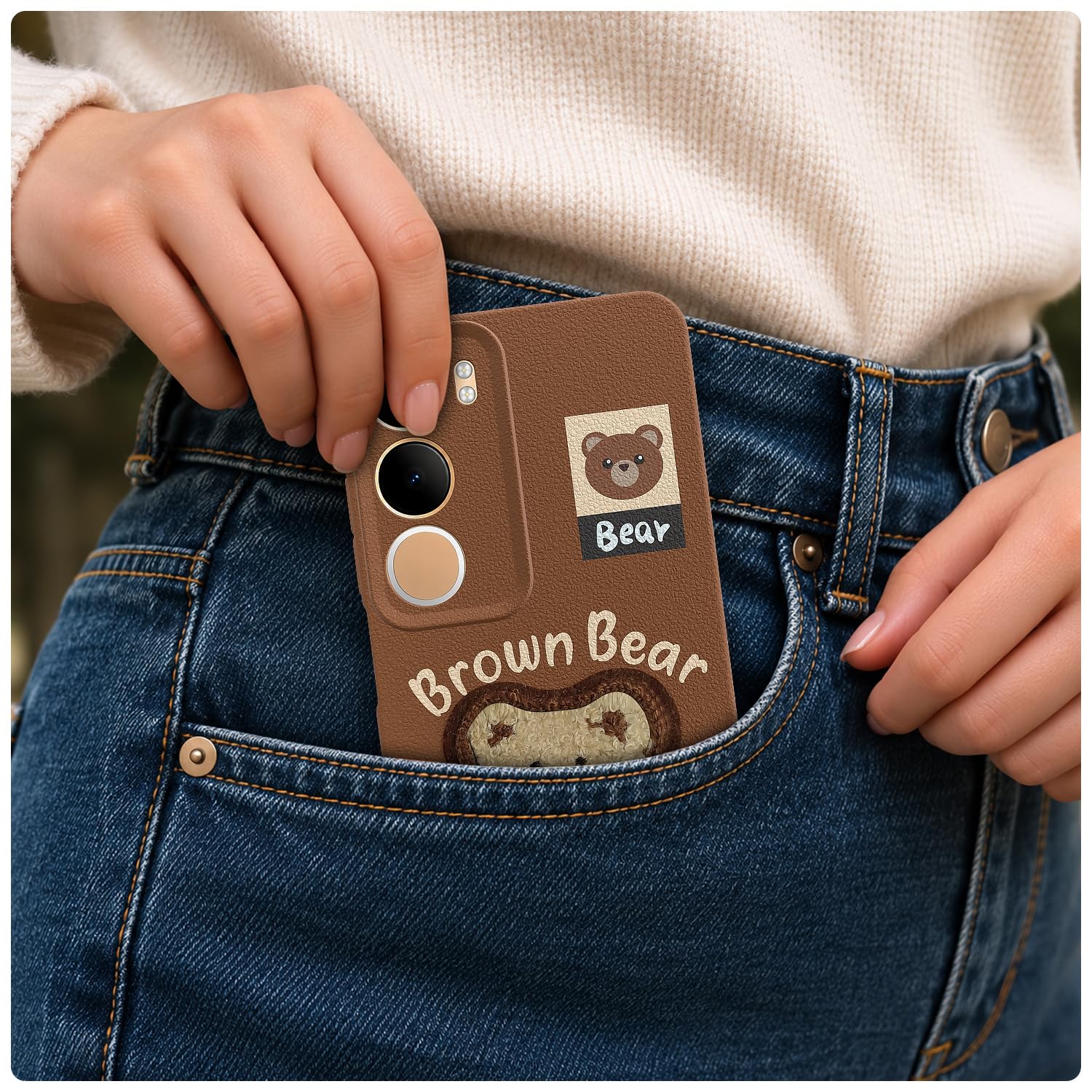 Brown Plush Patch phone cover for Vivo Y19s/Y29 5G – Pikkme – photo 4