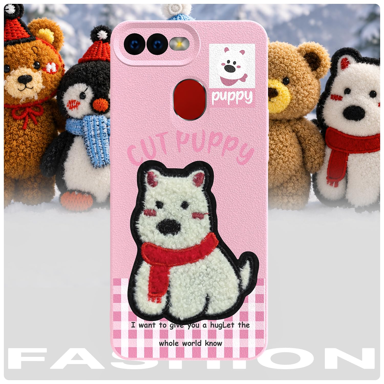 Pikkme pink Plush Patch mobile cover for Oppo F9/F9 Pro/A5/A5s/A7 – photo 7