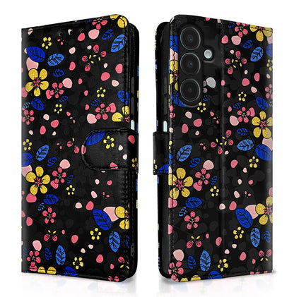 Pikkme Samsung A16 5G Wallet black flower flip case