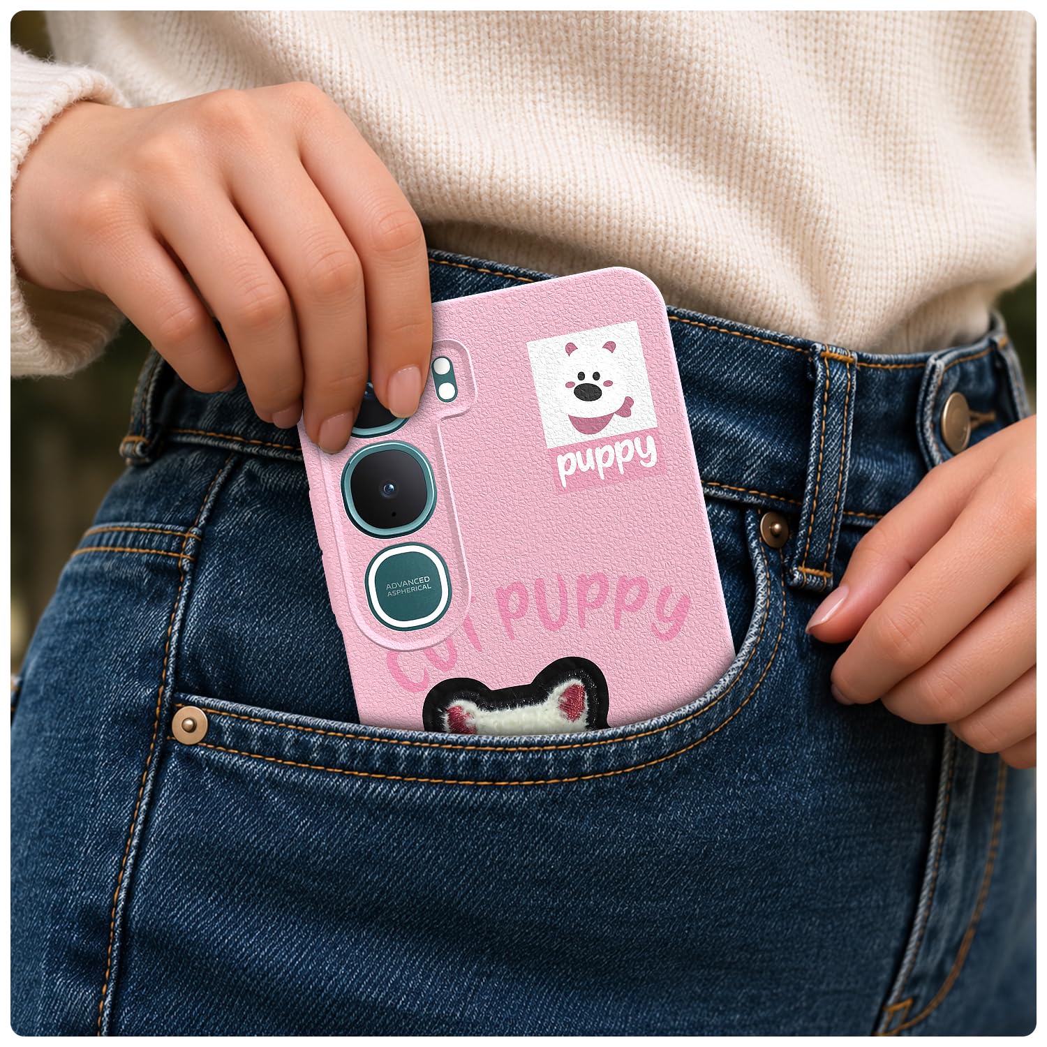 Pikkme pink Plush Patch back cover for Vivo Y31 5G – photo 4
