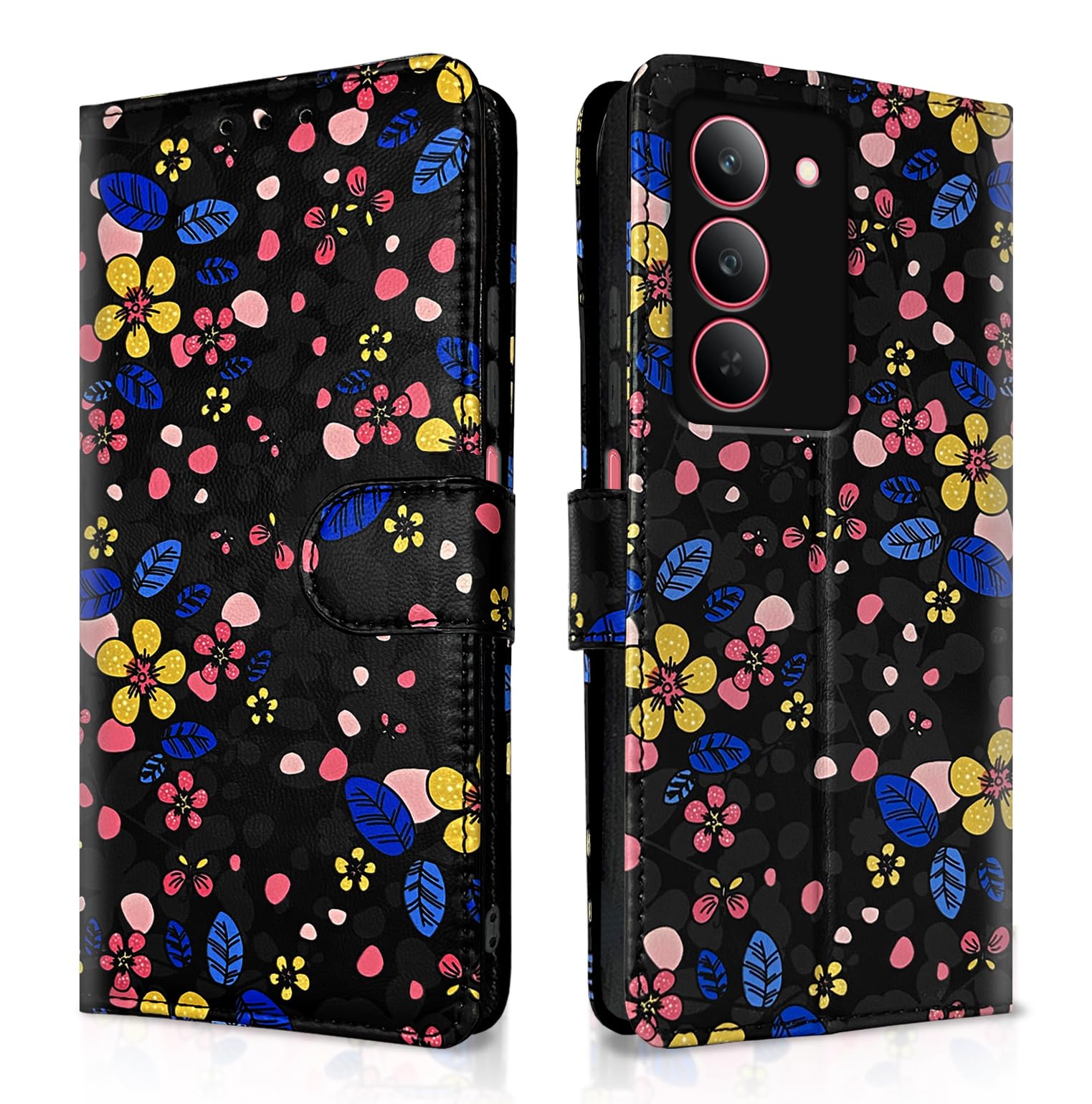 Pikkme Realme Narzo 80x/P3x/14X 5G black flower flip cover