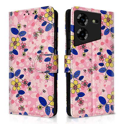 Tecno Pova 5/Pova 5 Pro 5G Wallet flip case in pink flower by Pikkme