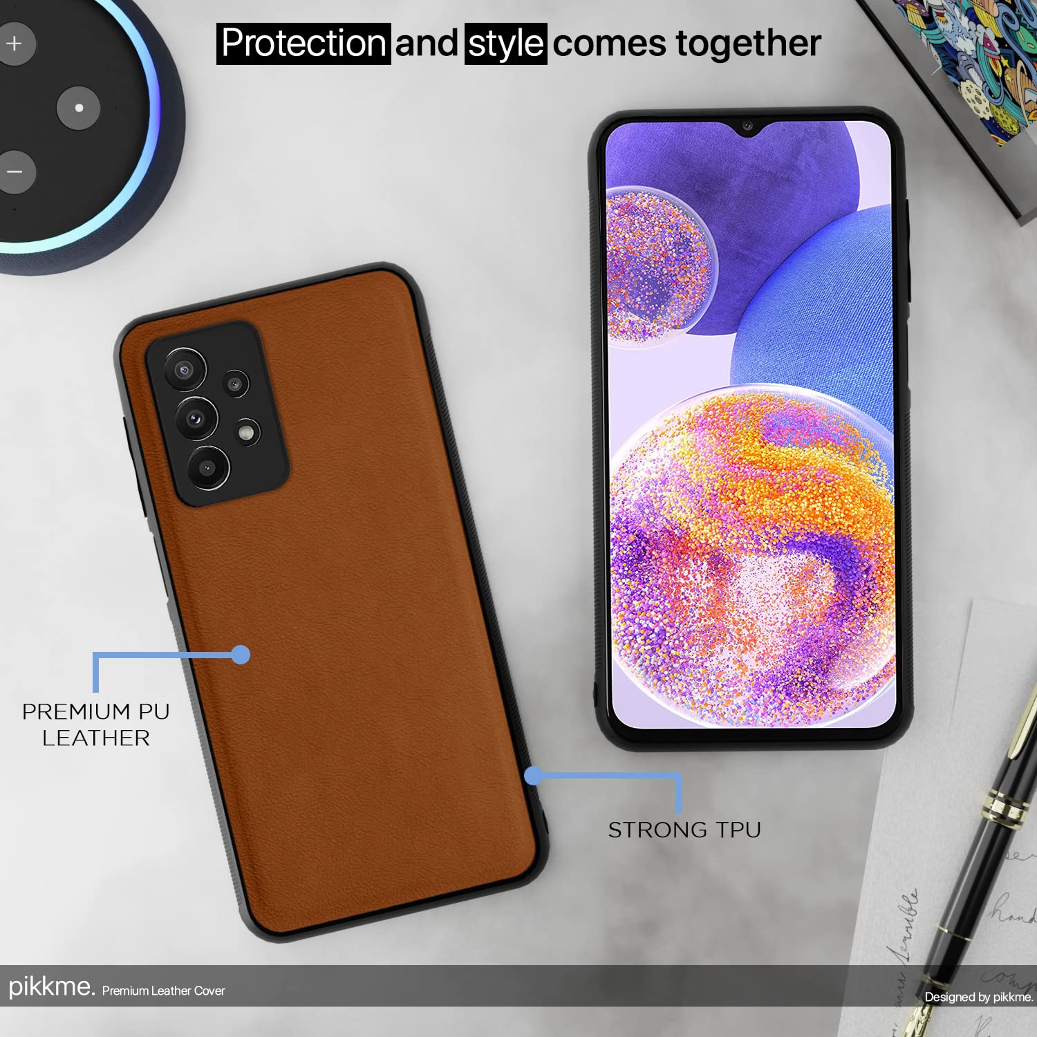 Samsung A23 4G/A23 5G Leather back cover in camel by Pikkme – photo 5