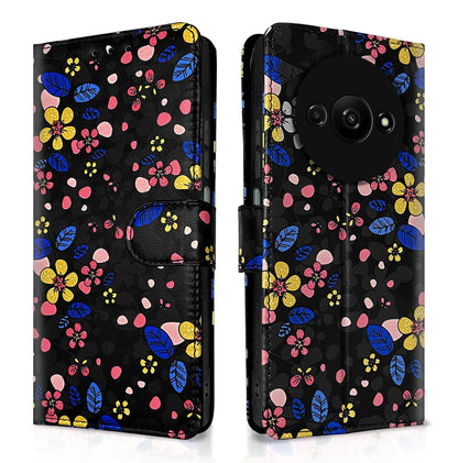 Redmi A3 (2024) / Redmi A3x / Poco C61Flower Flip Cover -Black
