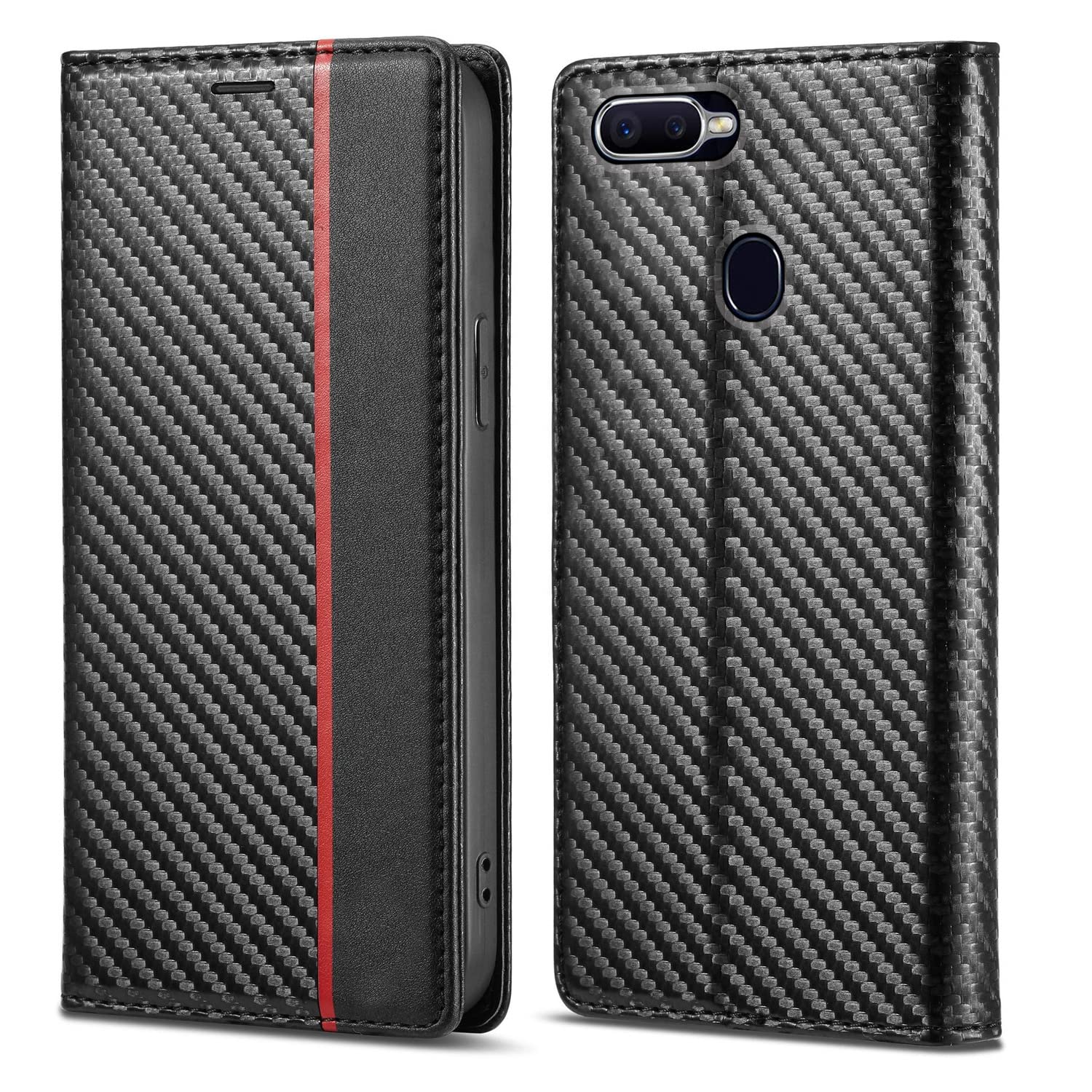 Black Carbon mobile flip cover for Oppo F9/F9 Pro/A5/A5s/A7/A11k/A12/Realme 2/2 Pro/Realme U1 – Pikkme