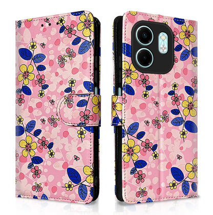 Pikkme Infinix Smart 9 Wallet pink flower wallet flip cover