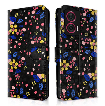 Moto Edge 50 Fusion 5G Flower Flip Cover -Black
