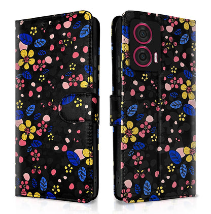 Moto Edge 50 Fusion 5G flip cover in black flower by Pikkme