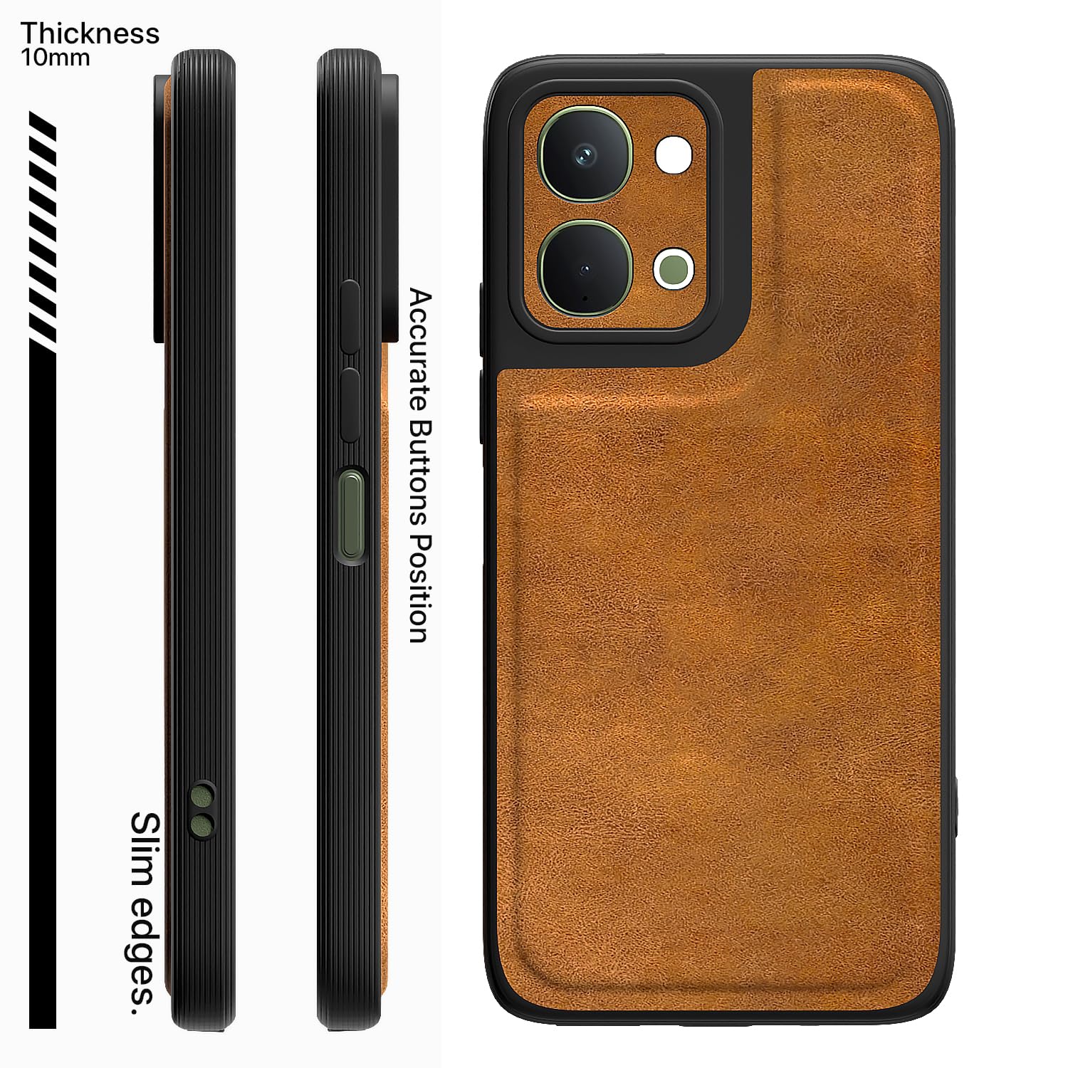 Pikkme brown Leather back cover for Vivo T5x/Y51 Pro/iQOO Z11x 5G – photo 3