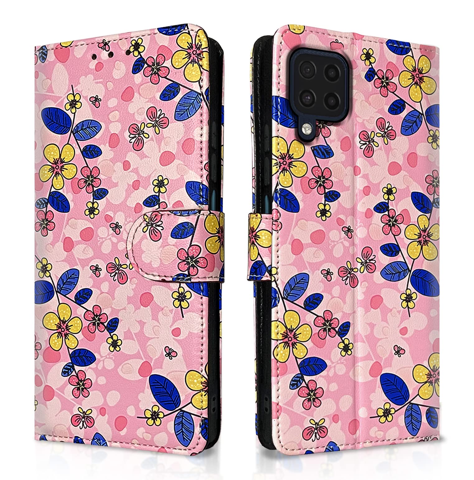 Pink flower flip cover for Samsung M32 4G/M32 Prime/F22 4G – Pikkme