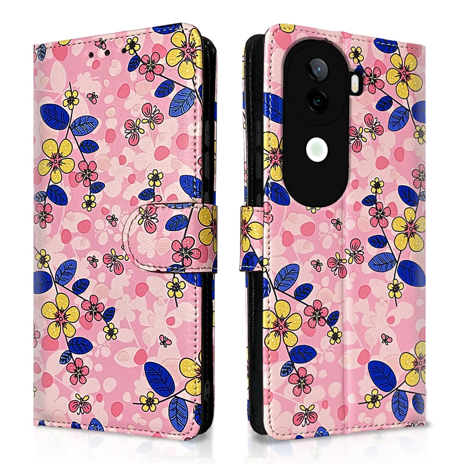 Pikkme pink flower flip cover for Vivo V40e/iQOO Z9s 5G