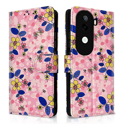 Pikkme pink flower flip cover for Vivo V40e/iQOO Z9s 5G