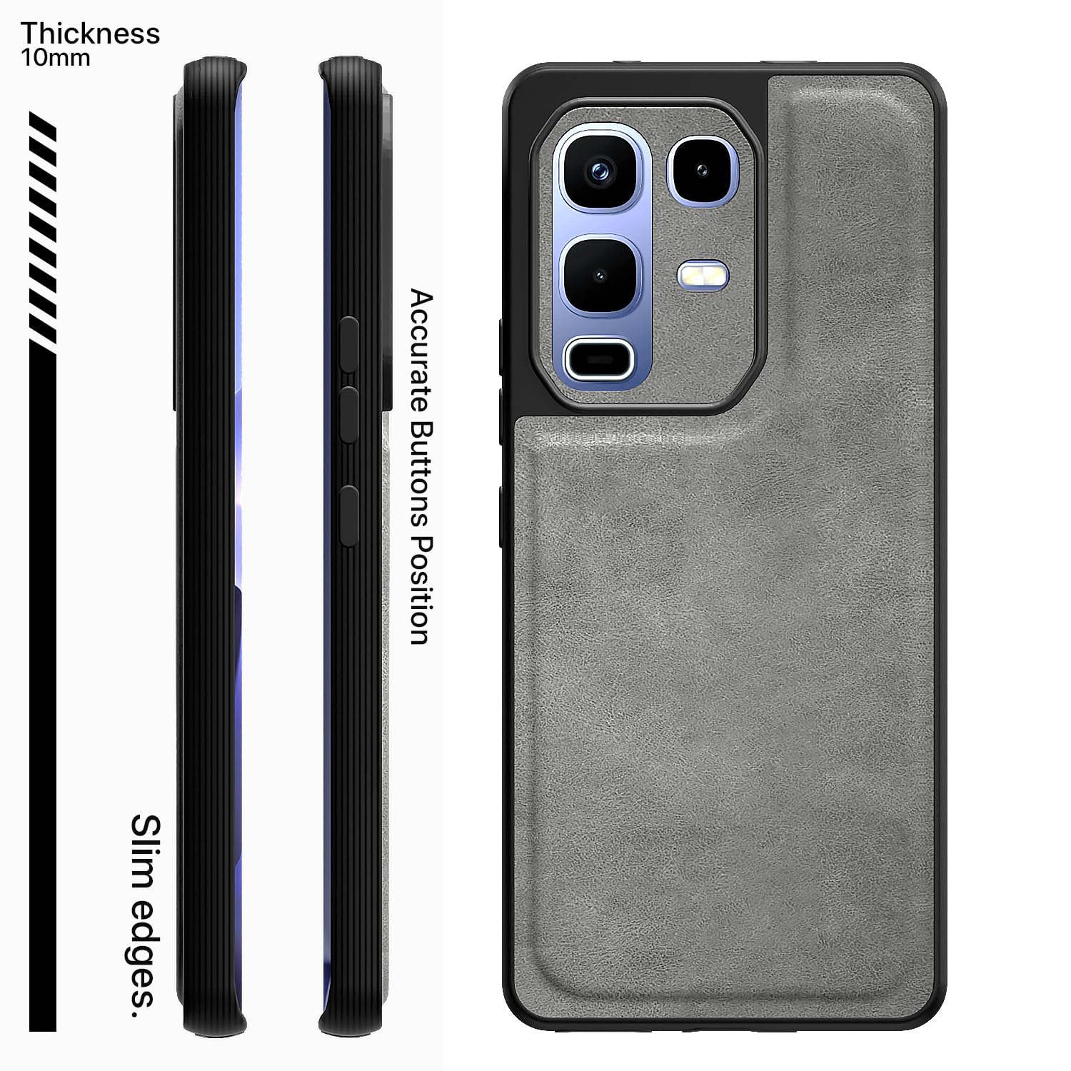 Grey Leather back cover for Infinix Note 50s 5G – Pikkme – photo 3