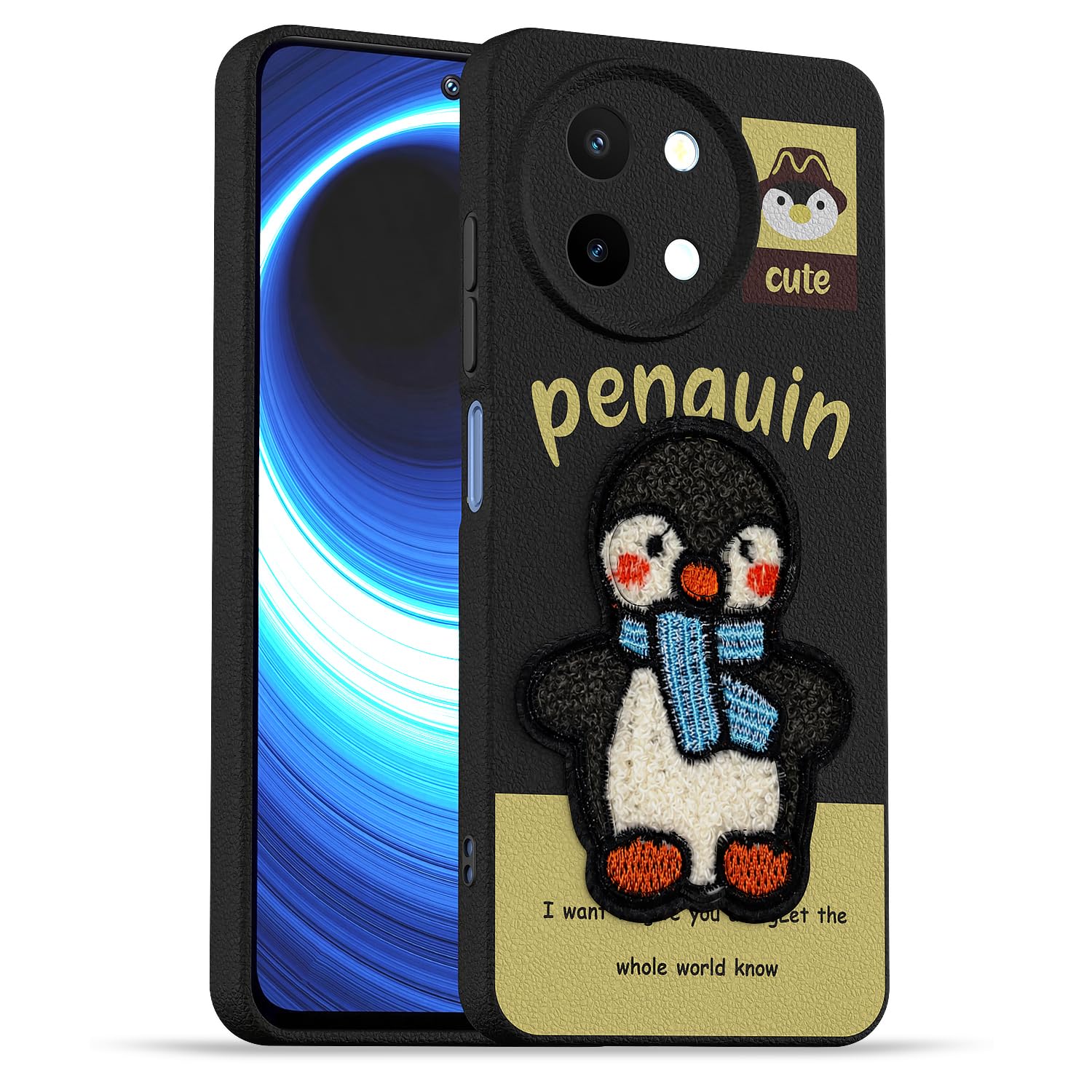 Pikkme Vivo Y58/T3x/Y200i 5G Plush Patch black mobile cover