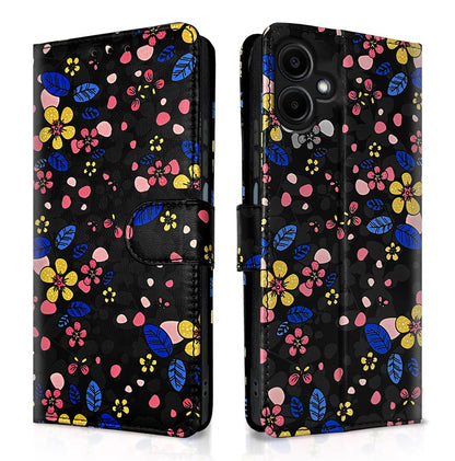 Pikkme Samsung A06 black flower flip cover