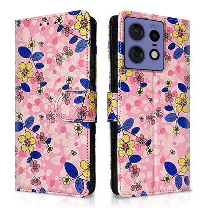 Pikkme Moto Edge 50 Pro 5G Flower Flip Cover (Pink)