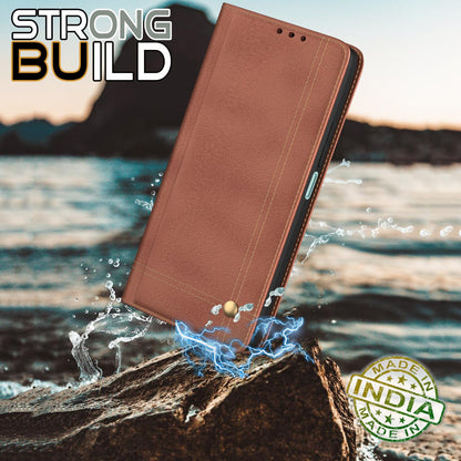 Pikkme Samsung Galaxy A16 5G Premium Magnet Flip Cover (Brown)