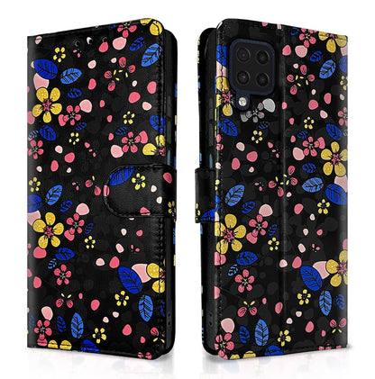 Samsung Galaxy M32 4G / M32 Prime / F22 4G  Flower Flip Cover -Black