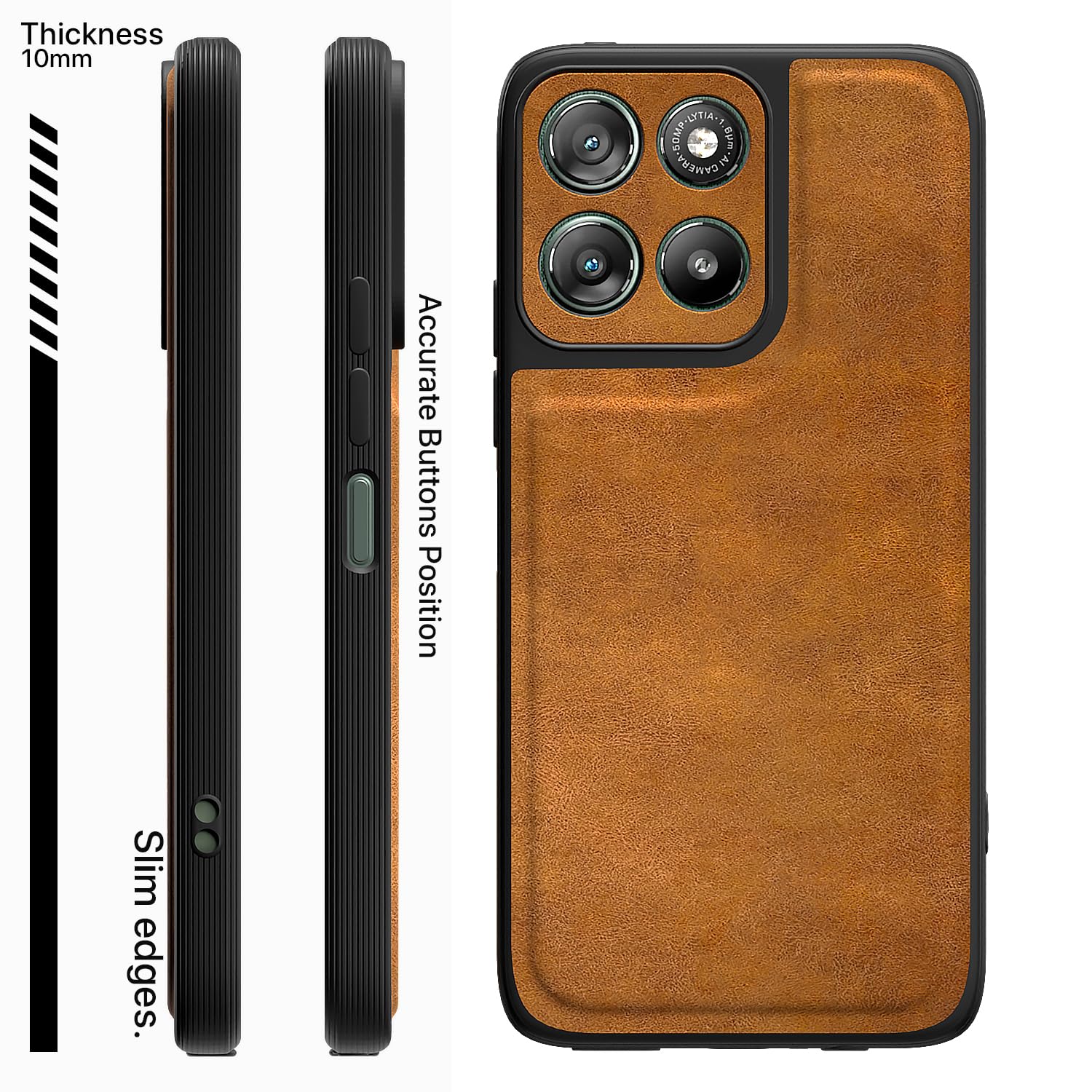 Pikkme Moto G67 Power/G57 Power 5G Leather brown back cover – photo 3