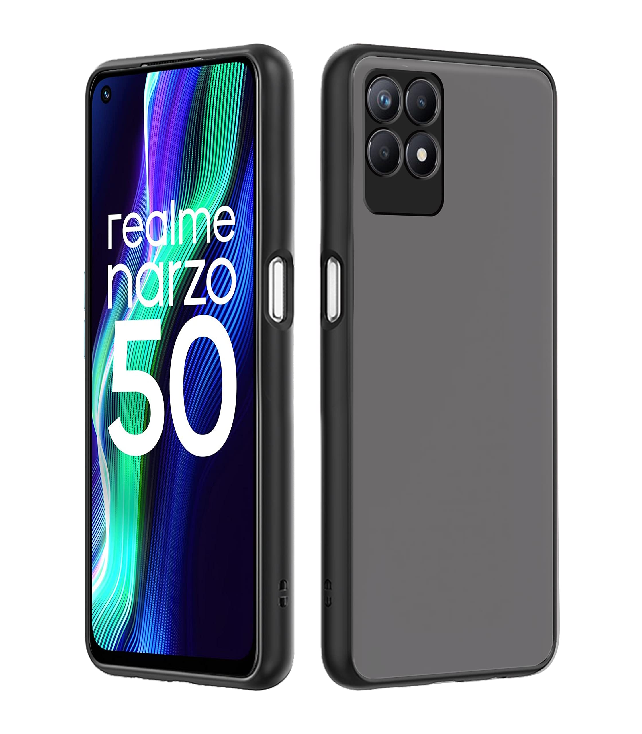 Pikkme black mobile back cover for Realme Narzo 50 4G