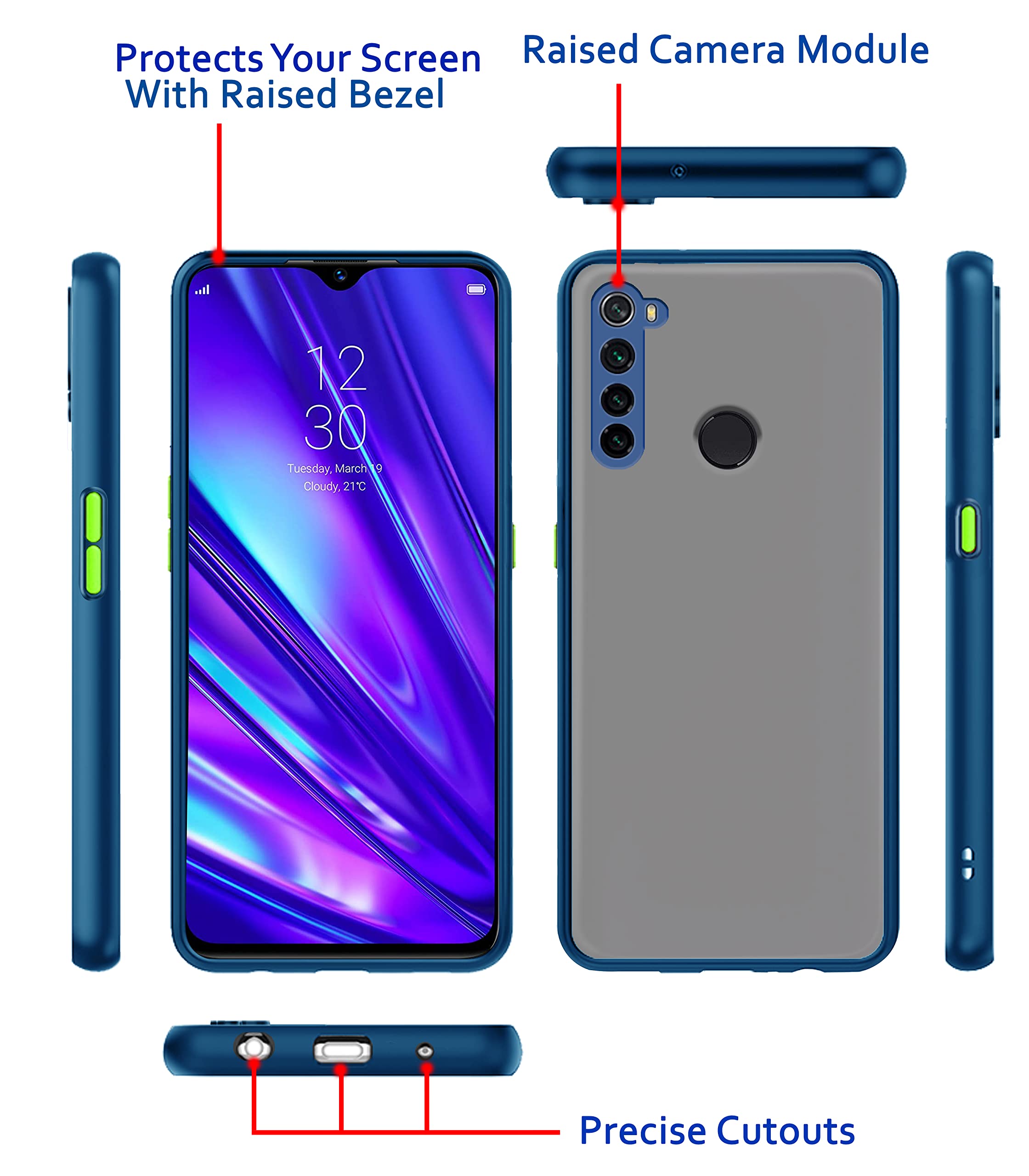 Oppo Realme 5 Pro Hybrid mobile back cover in blue by Pikkme – photo 3