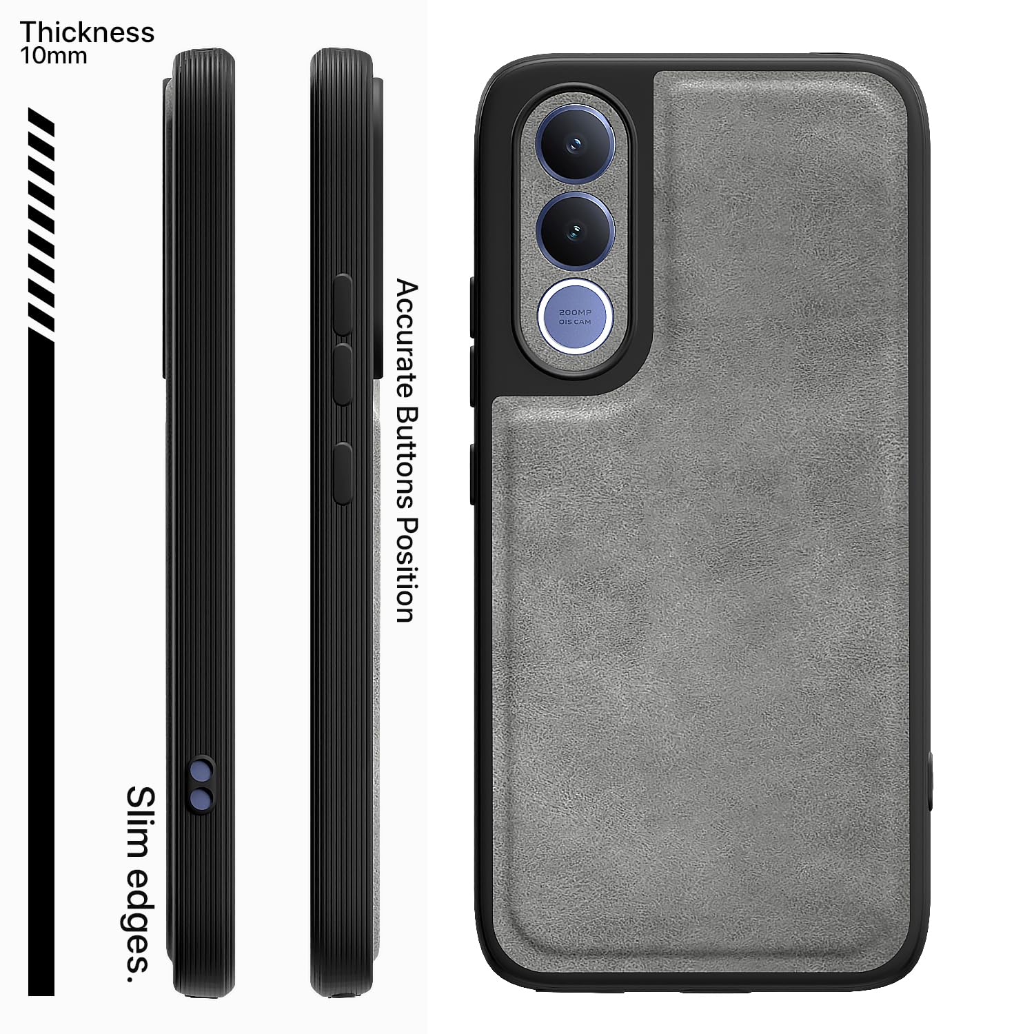 Grey Leather back cover for Vivo V70 FE 5G – Pikkme – photo 3
