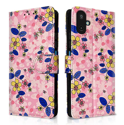 Pink flower Wallet flip cover for Samsung F06 5G – Pikkme