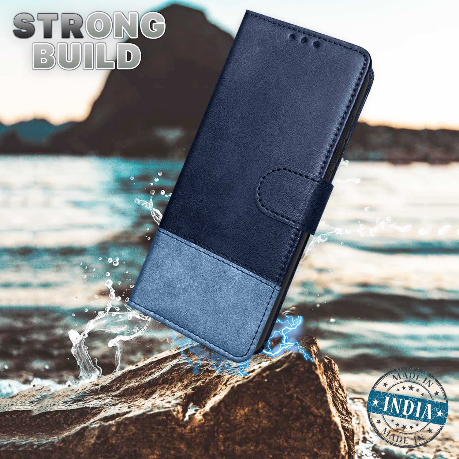 Pikkme Motorola Moto Edge 60 Stylus 5G Contrast Flip Cover (Navy Blue)