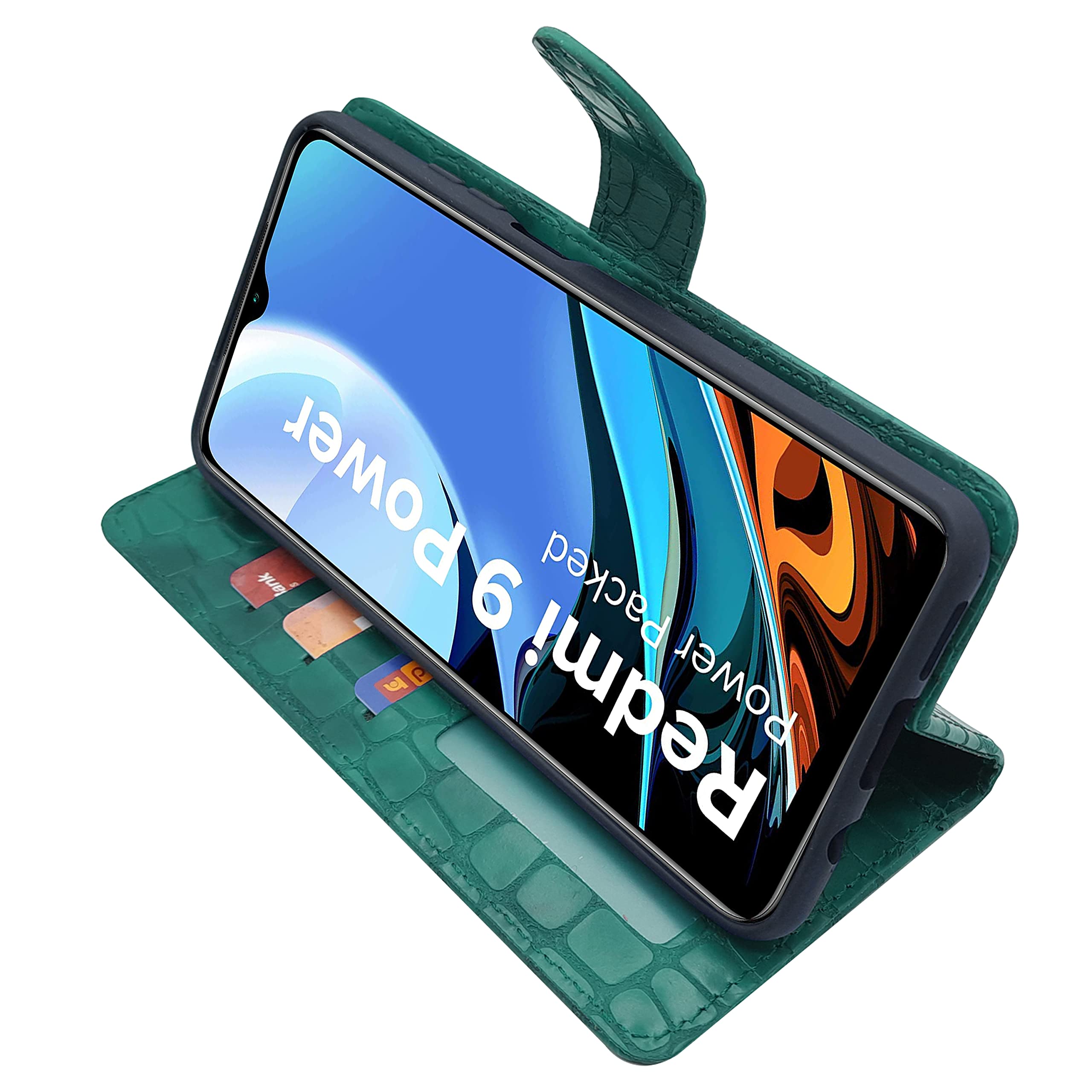 Pikkme Redmi 9 Power Wallet green mobile flip cover – photo 2