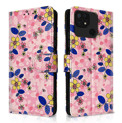 Redmi 10/10 Power mobile flip cover in pink flower by Pikkme