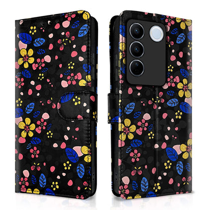 Black flower Wallet wallet flip cover for Vivo V27/V27 Pro 5G – Pikkme