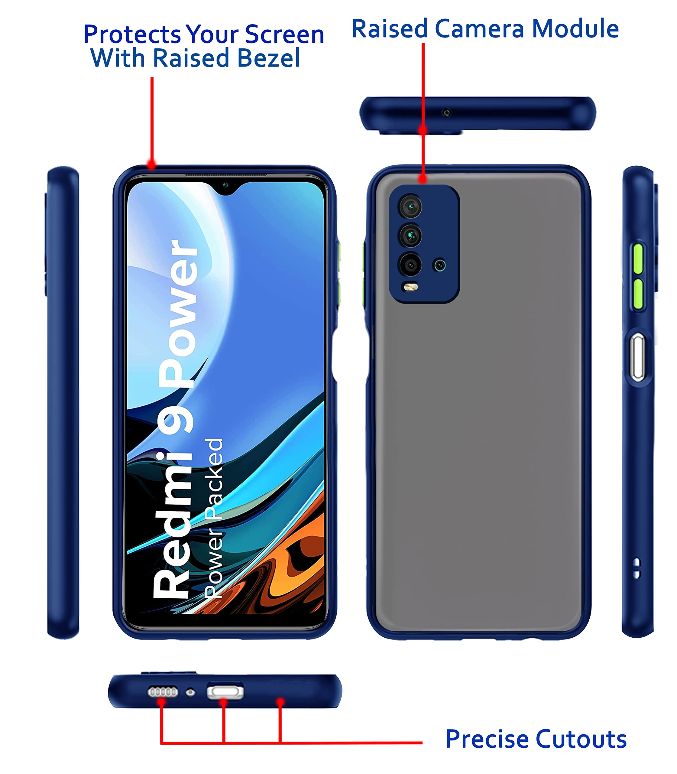 Redmi 9 Power mobile back cover in blue by Pikkme – photo 3