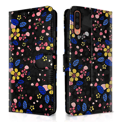 Samsung Galaxy A50 / A50s / A30s  Flower Flip Cover -Black