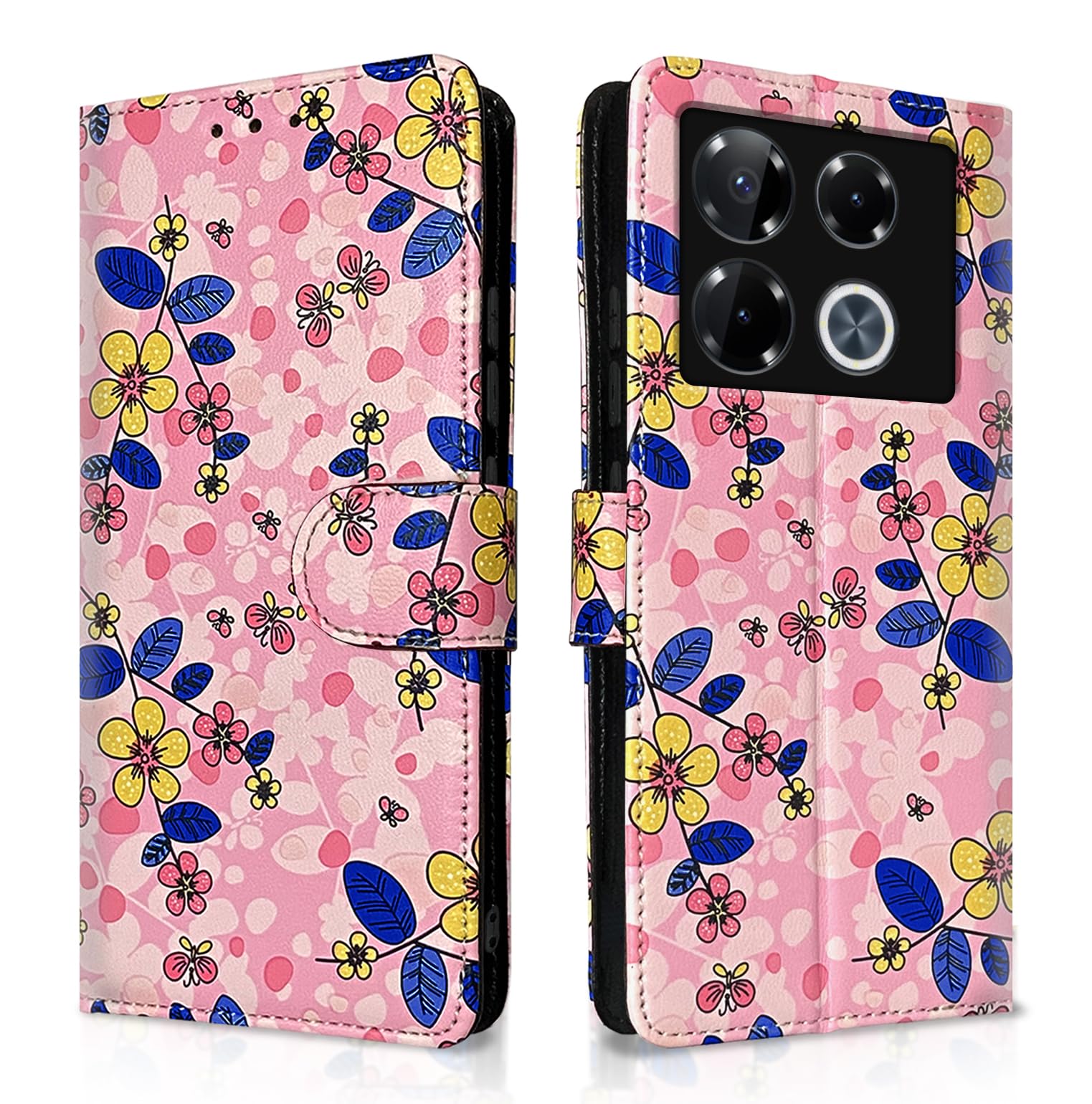 Infinix Note 40 Pro Plus 5G Wallet mobile flip cover in pink flower by Pikkme