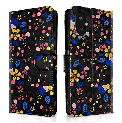 Samsung F06/M06 5G Wallet flip cover in black flower by Pikkme