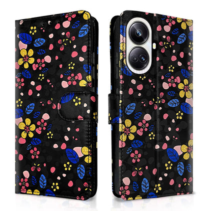 Realme 10 Pro 5G flip cover in black flower by Pikkme