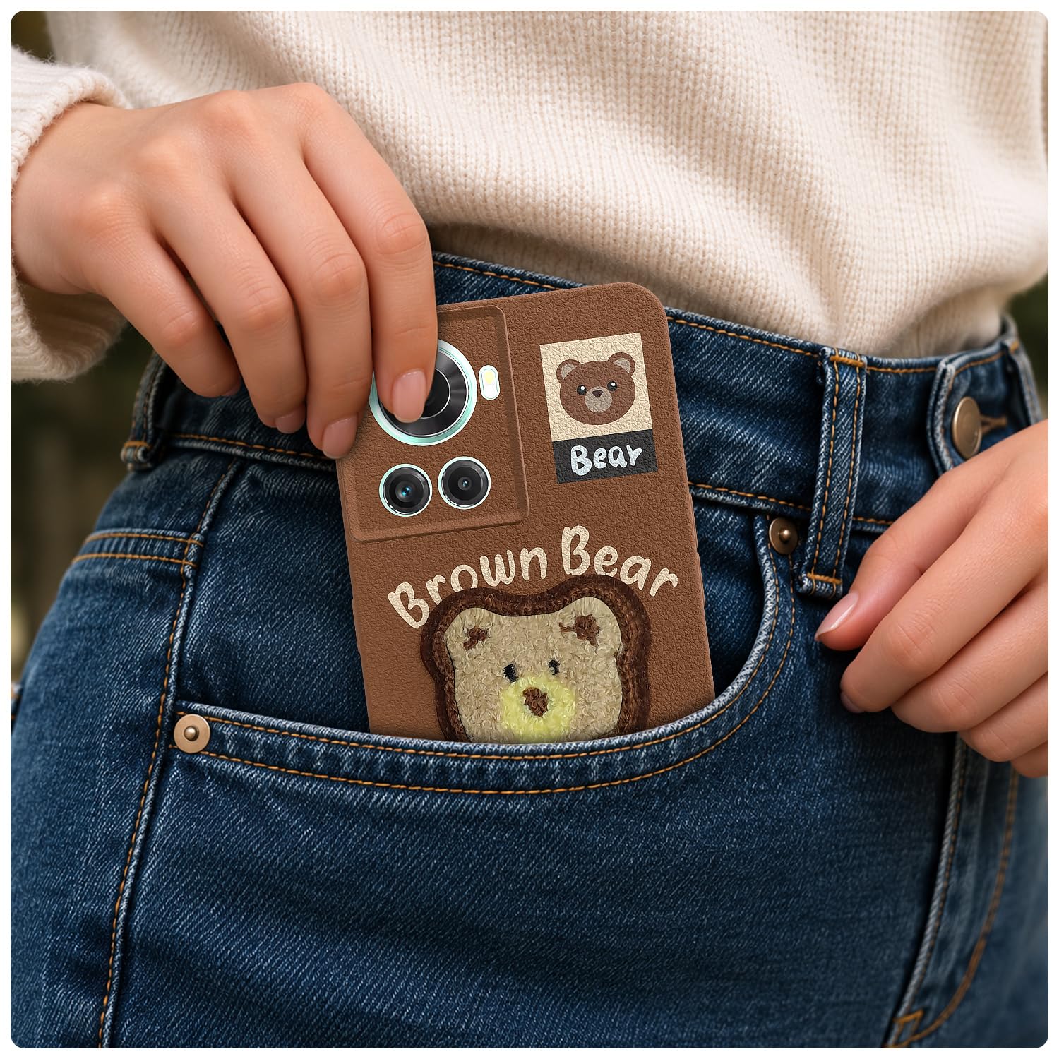 Brown Plush Patch phone cover for OnePlus 10R/10R Prime 5G – Pikkme – photo 4