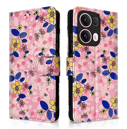 Pikkme pink flower Wallet wallet flip cover for Oppo Reno 13 Pro 5G