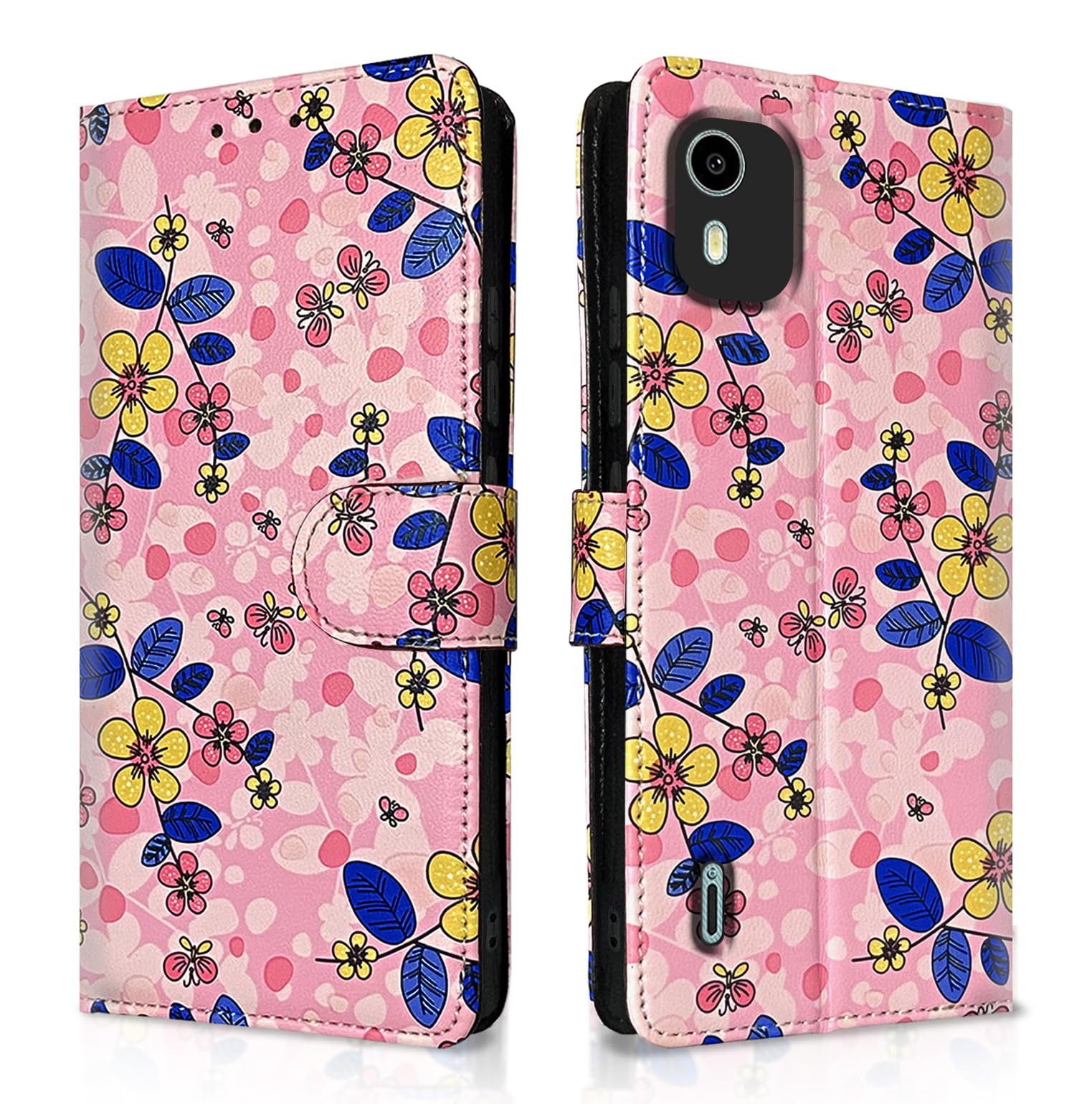 Pikkme Nokia C12/C12 Pro pink flower wallet flip cover