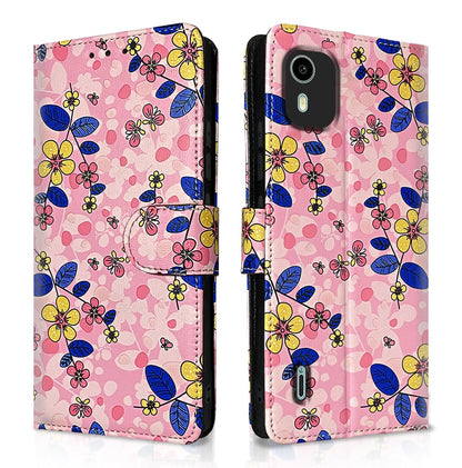 Pikkme Nokia C12/C12 Pro pink flower wallet flip cover