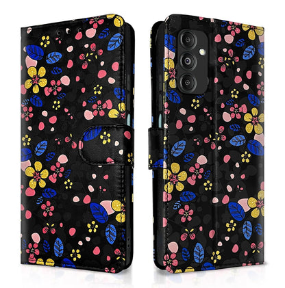 Pikkme Samsung Galaxy M35 5G Flower Flip Cover (Black)