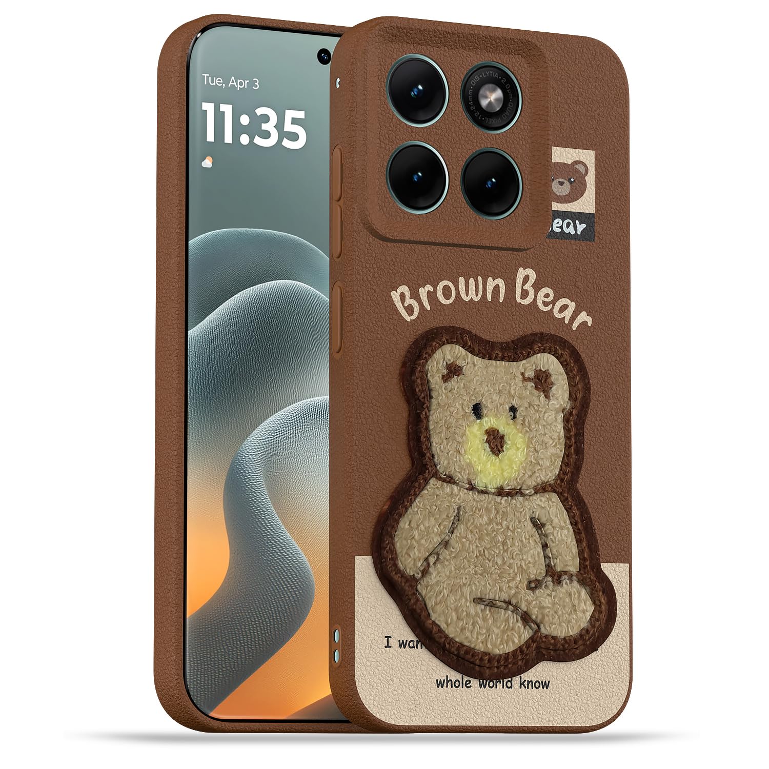 Moto Edge 70 Fusion 5G Plush Patch phone cover in brown by Pikkme