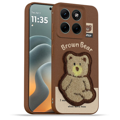 Moto Edge 70 Fusion 5G Plush Patch phone cover in brown by Pikkme