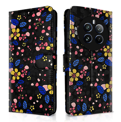 Realme 12 Pro/12 Pro Plus 5G mobile flip cover in black flower by Pikkme