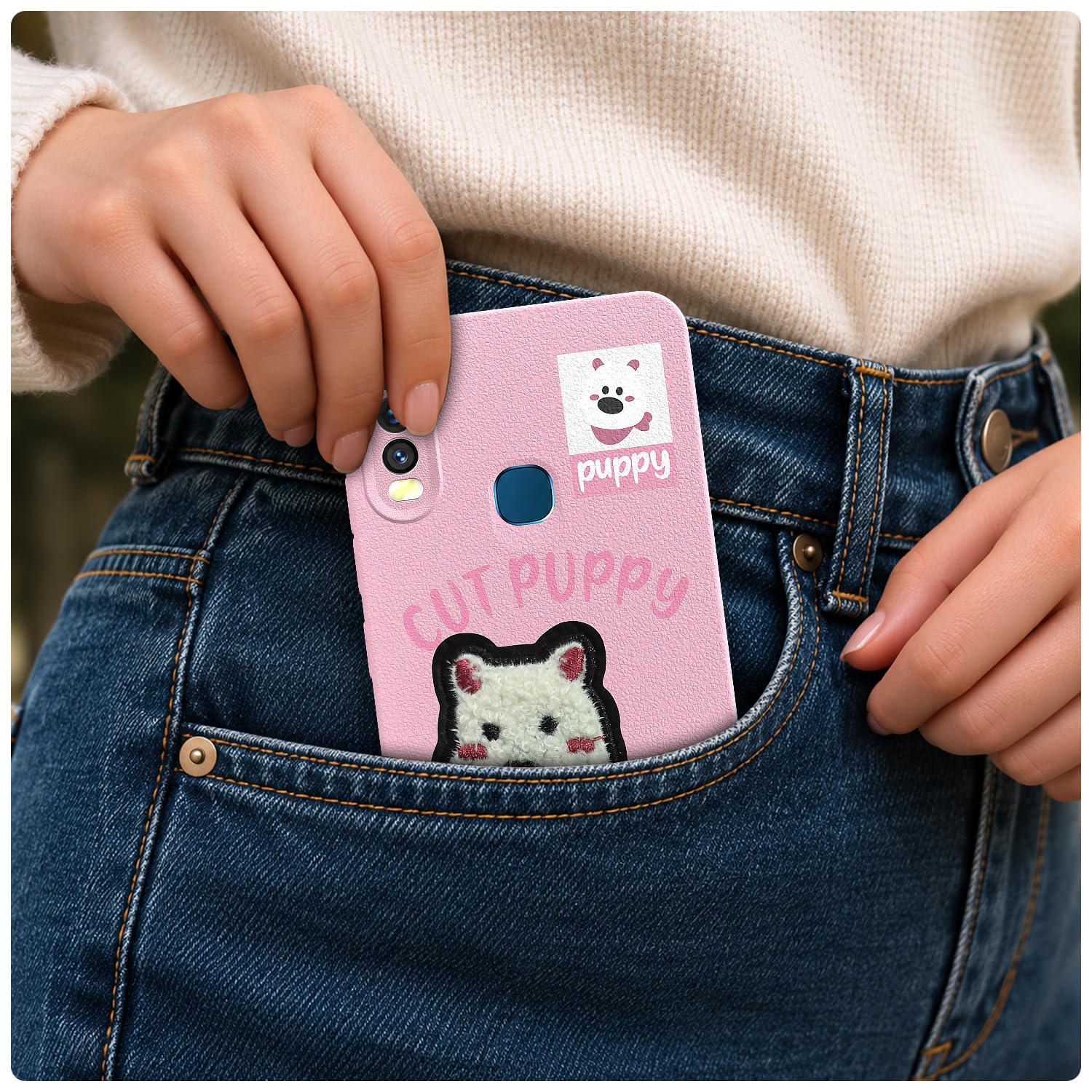 Vivo Y12/Y15/Y17/U10 Plush Patch back cover in pink by Pikkme – photo 4