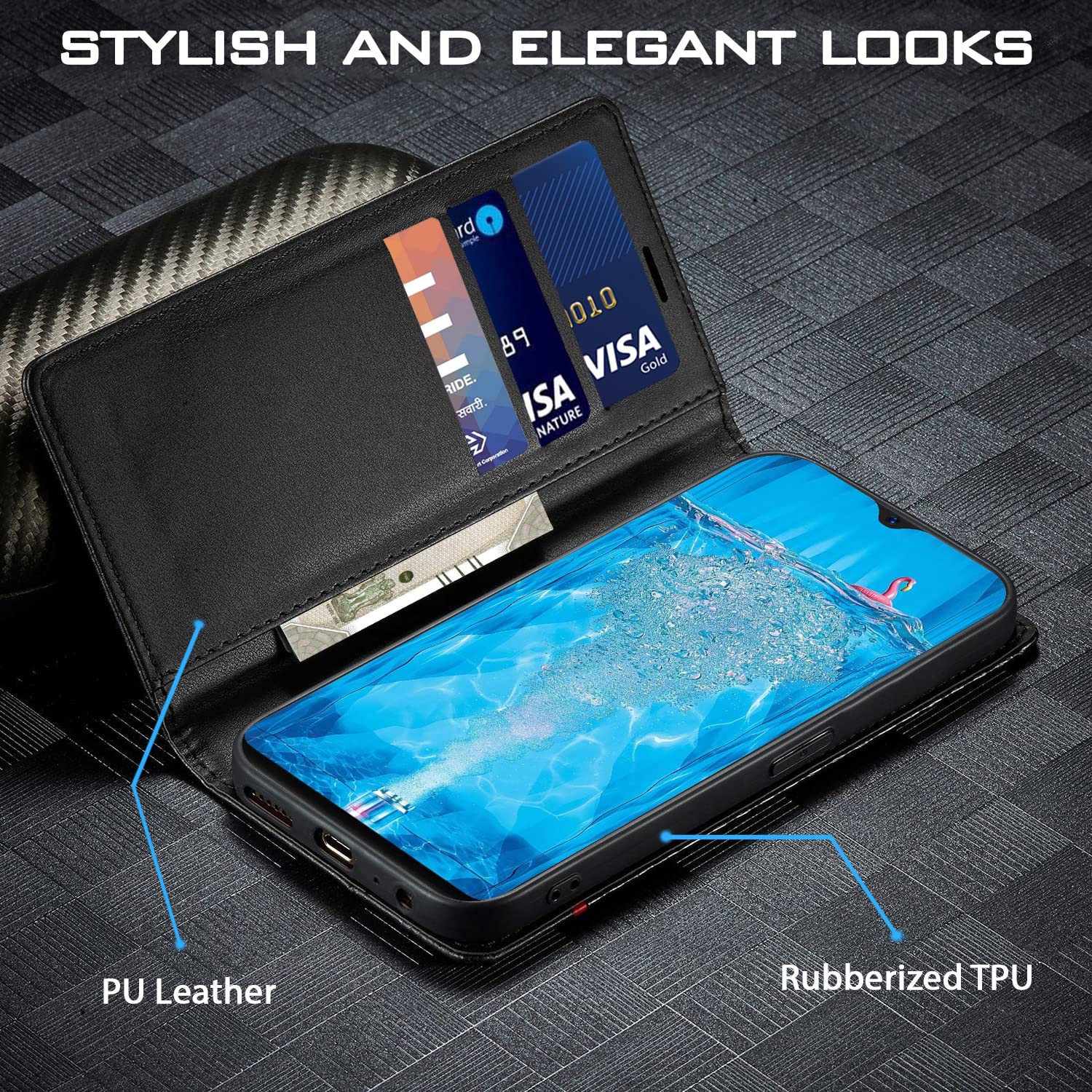Pikkme Oppo F9/F9 Pro/A5/A5s/A7/A11k/A12/Realme 2/2 Pro/Realme U1 black flip case – photo 2