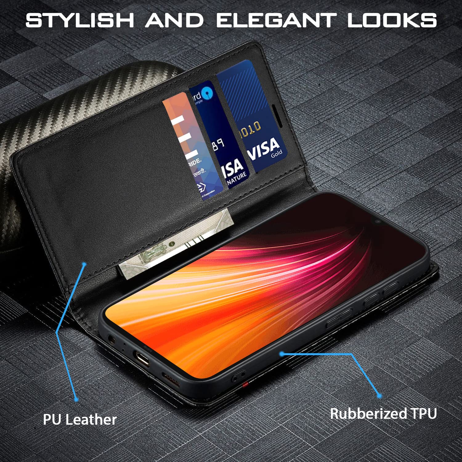 Pikkme black Wallet flip case for Redmi Note 8 – photo 2