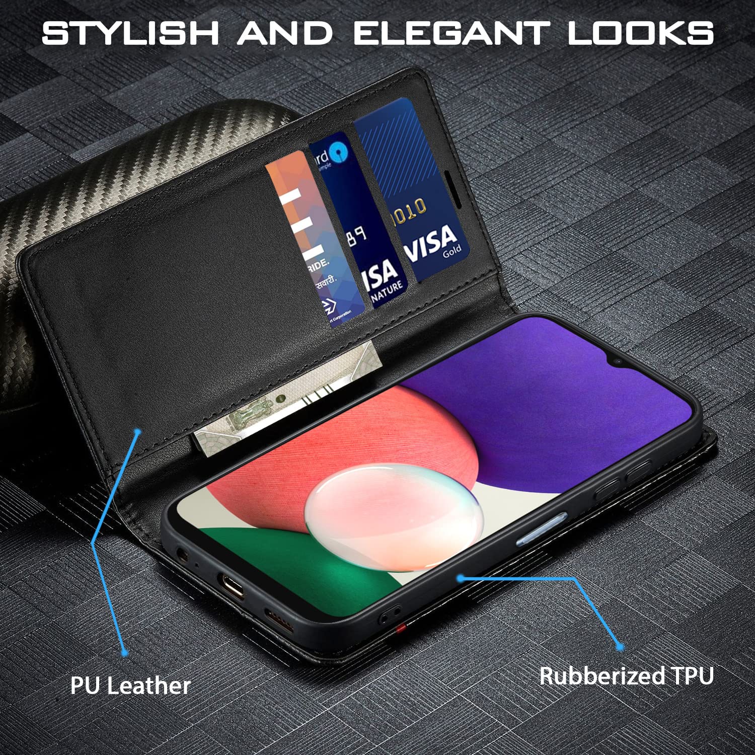 Pikkme Samsung A22 5G black mobile flip cover – photo 2
