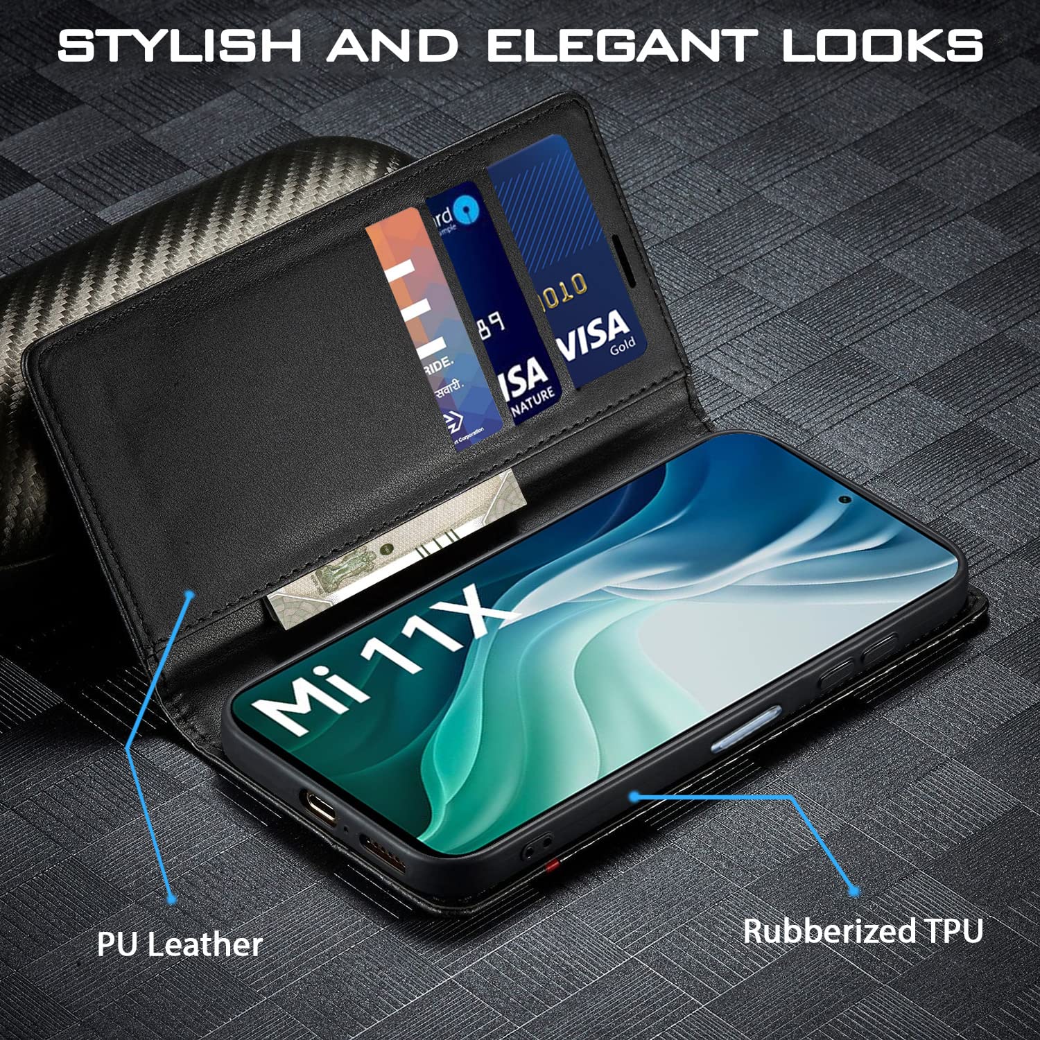 Pikkme black wallet flip cover for Mi 11x/11x Pro – photo 2