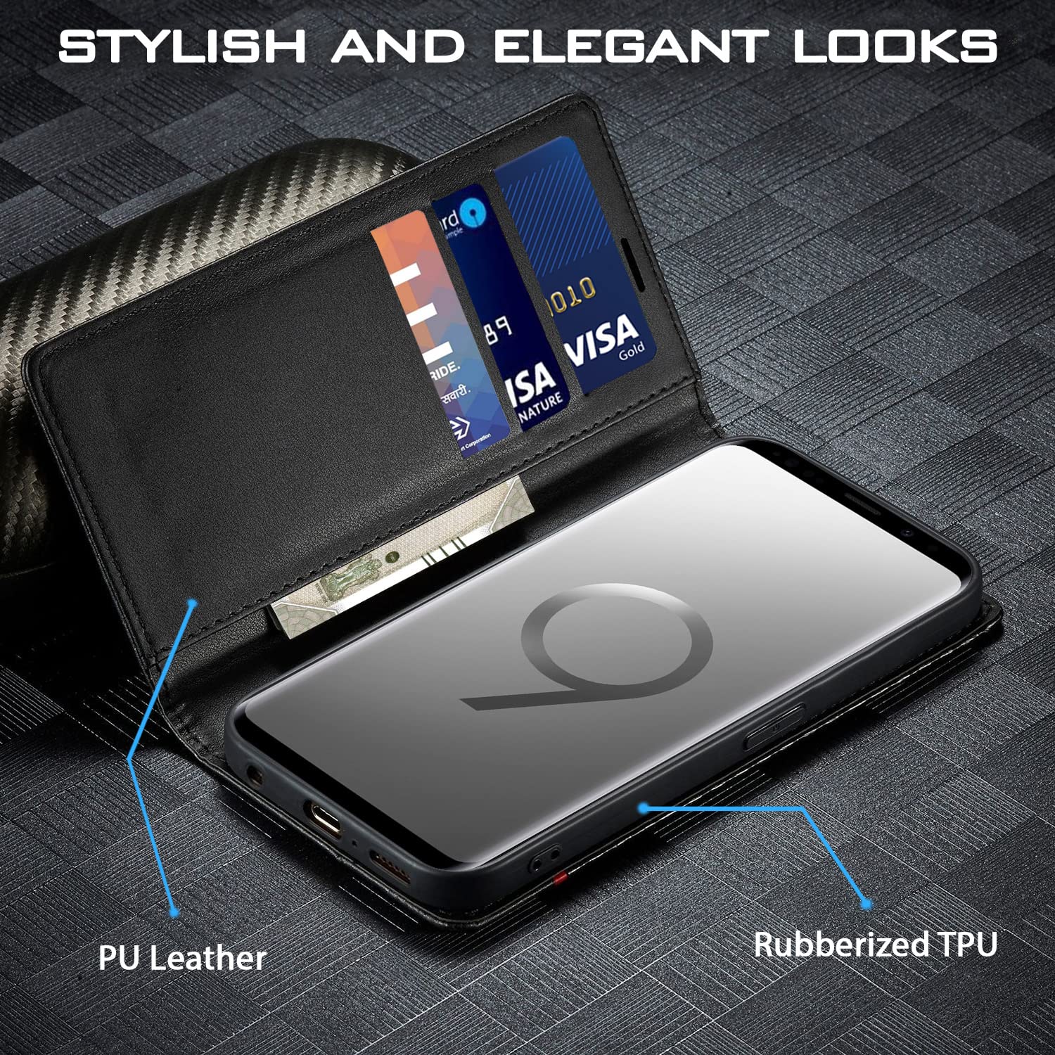 Pikkme black Wallet mobile flip cover for Samsung S9 Plus – photo 2